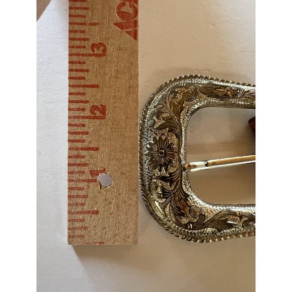 Vintage 80s Nocona woven leather concho handtooled belt western rockabilly 46 - Picture 11 of 16